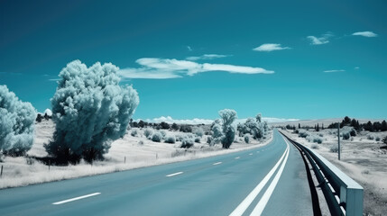 Obraz premium Surreal Infrared Highway Through Nature's Wonders