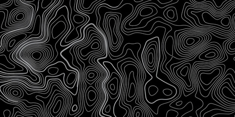 Abstract gradient multicolor on black background with Topographic line map pattern, Topographic map lines, contour background, wavy and curved lines background, Geographic map.	