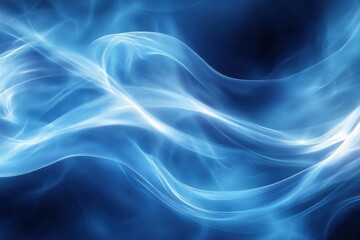 Obraz premium Soft blue waves of light dancing across a dark background during a serene evening