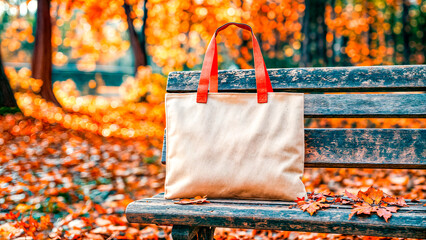 Empty White Objects Mockups with Fall - Autumn Environment - Logo and Graphics Placement