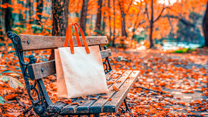 Empty White Objects Mockups with Fall - Autumn Environment - Logo and Graphics Placement