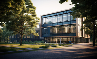 Obraz premium Sustainable Modern Office Park at Twilight