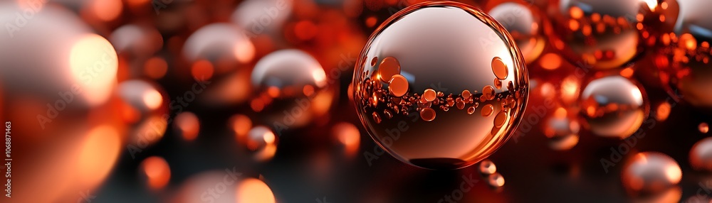 Poster glowing bronze abstract background with reflective elements