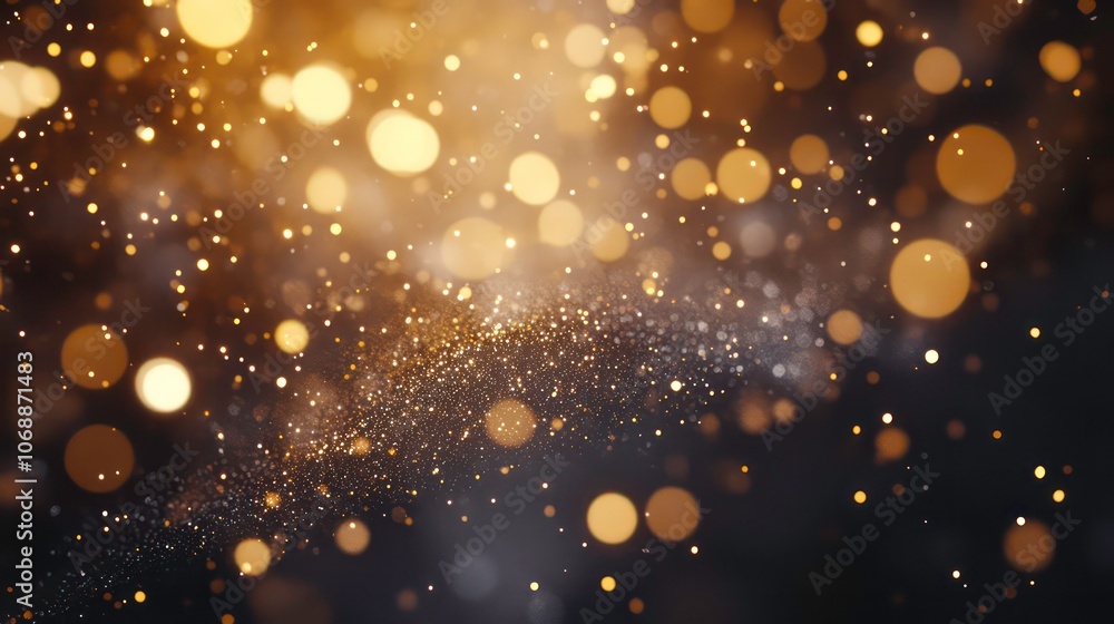 Poster A shimmering background of golden bokeh lights creating a festive and magical atmosphere.