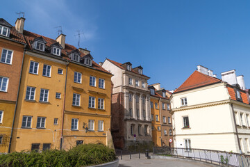 Beautiful buildings on the top of Mount Gnojna, Old Town. Warsaw, Poland.