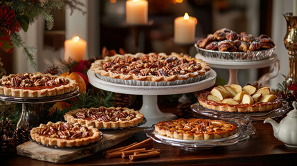 Obraz premium Thanksgiving Mini Pumpkin and Pecan Pie Display