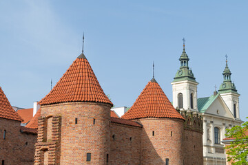 The Warsaw Barbican. historic fortifications. Old Town, City Center. Architecture.