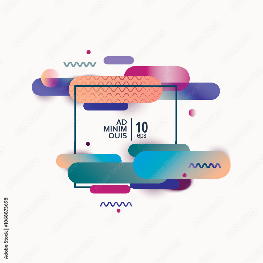 Aufkleber Vector illustration of dynamic composition made of various colored rounded shapes lines in diagonal rhythm. Minimalistic motion design