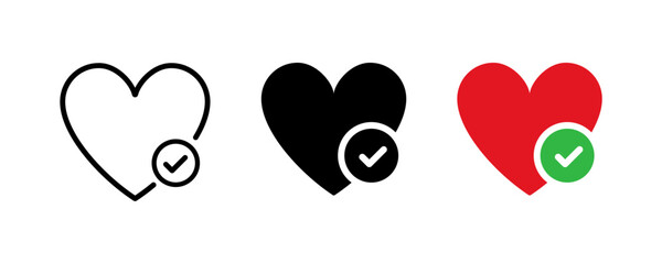 Heart checkmark icon. Hearts checkbox symbol approved sign. Heart Done concept icons. Vector © Hubba Bubba