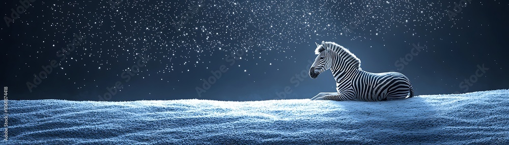 Poster lively zebra gazing at sparkles in a mystical setting