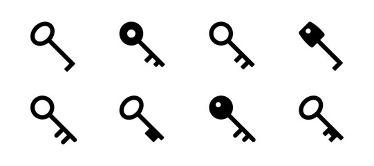 Key icons set. Vintage key outline icons. Vector icon