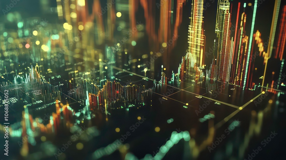 Poster Abstract visualization of data trends and analytics in a digital environment.