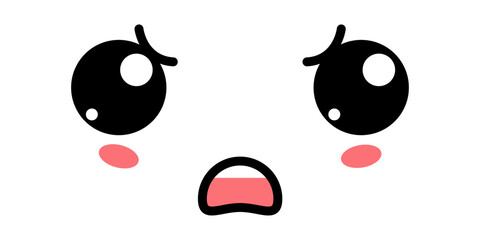 Cute Angry Kawaii Face Icon. Kawaii color cute face expression emoticon. Japanese kawaii emoji