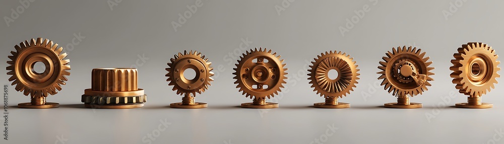 Poster intricate set of different gears and cogs arrangement