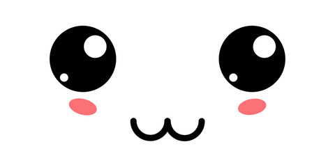 Happy Cute Kawaii Face Icon. Kawaii color cute face expression emoticon. Japanese kawaii emoji