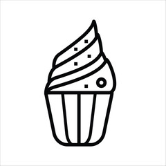 cup cake vector icon line sign