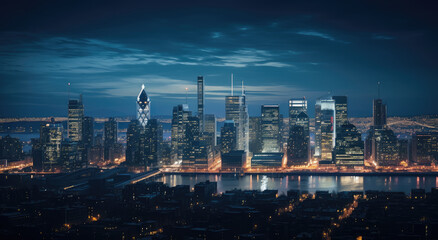 Metropolitan Twilight: Cityscape and River Reflections