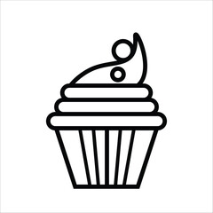 cup cake vector icon line sign