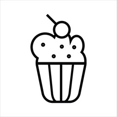 cup cake vector icon line sign