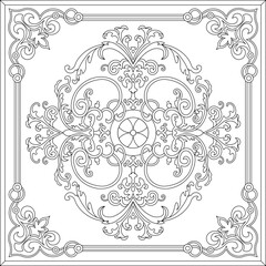 Sketch vector illustration silhouette design drawing decorative ornament classical vintage ethnic mandala rosette 