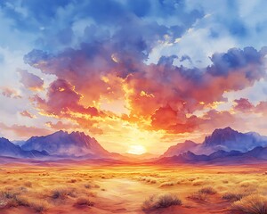 Serene Sunset Over Remote Natural Landscape