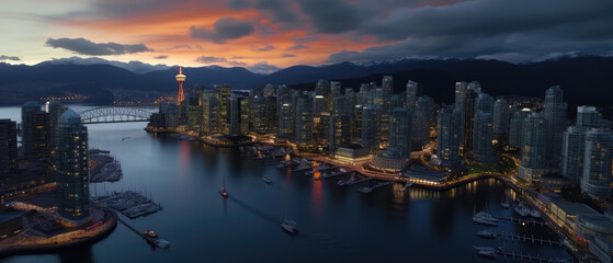 Obraz premium Metropolitan Twilight: The City Lights Come Alive