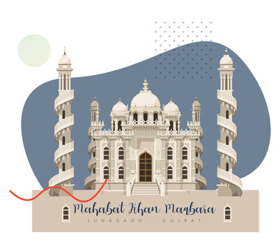 Mahabat Khan Maqbara - Junagadh - Gujrat - Stock Illustration
