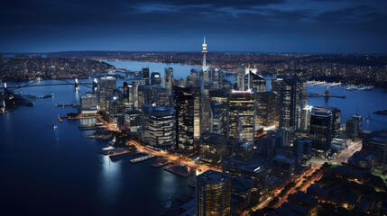 Naklejka premium Majestic Twilight Over Metropolitan Skyline