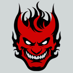 devil head with flames