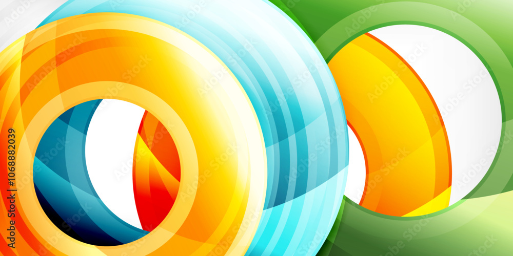 Aufkleber bright colorful circles with light effects. abstract background