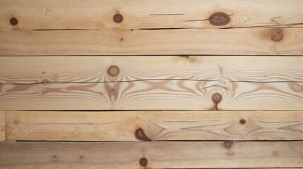 Fototapeta premium Close-up view of neatly arranged wooden planks with natural grain patterns and knots, creating a warm, rustic texture.