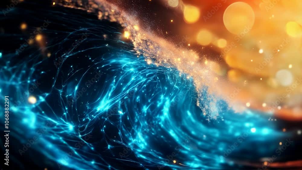 Poster the movement of a huge wave consisting of moving flows of neural data. the concept of digital inform