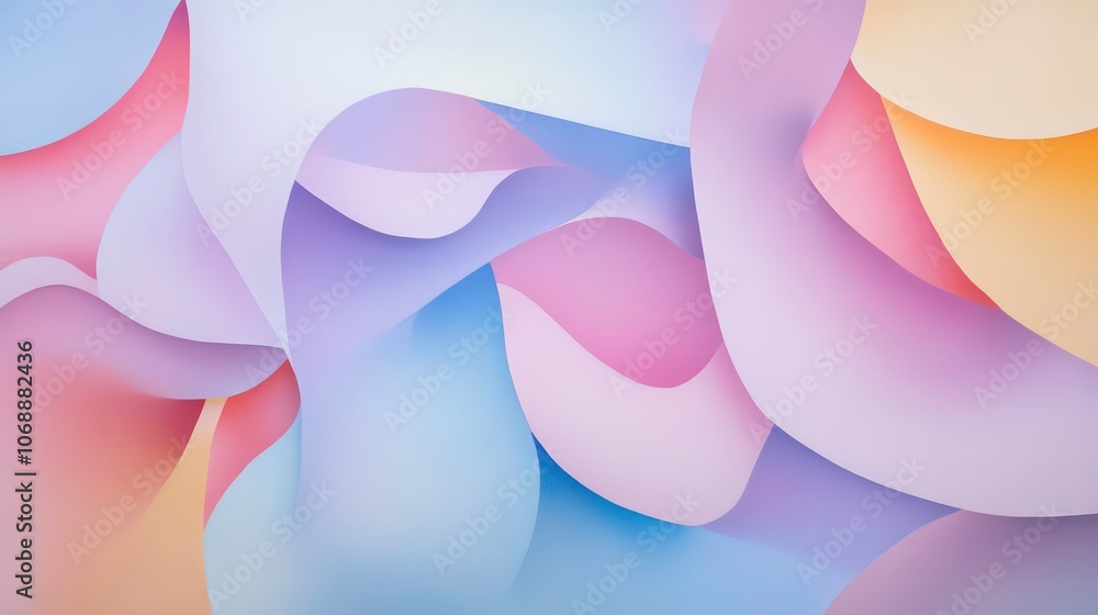 Poster Abstract pastel waves creating a soft, flowing texture for artistic or design purposes.