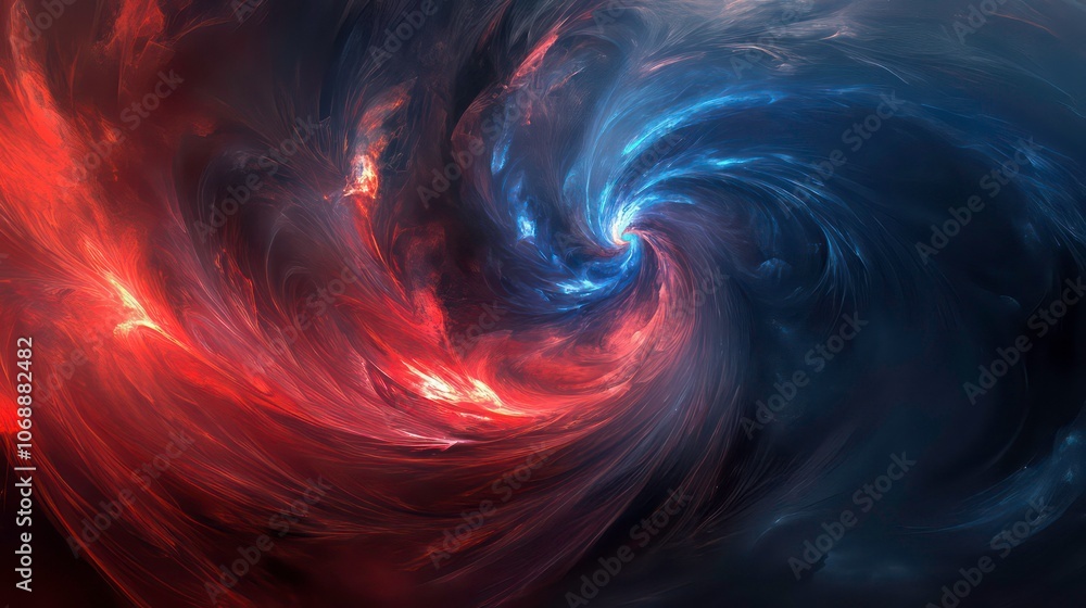 Aufkleber a dynamic and flowing composition created by swirling lines of red and blue hues