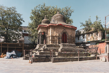 Ancient Kotilingeshwar Mahadev Temple in Durbar Square at Kathmandu, Nepal. This temple is dedicated to Shiva and it's situated on the norwest side of Durbar Square.
