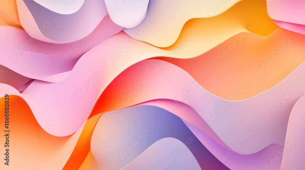Poster a dynamic, multidimensional abstract artwork with overlapping pastel-colored panels.