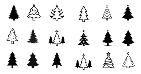 Obraz premium christmas trees icons vector stylized simple symbols. Christmas icon set