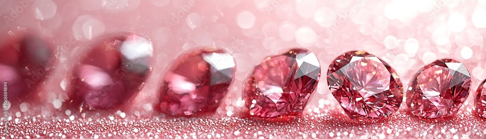 Poster pulsating ruby gems on colorful background