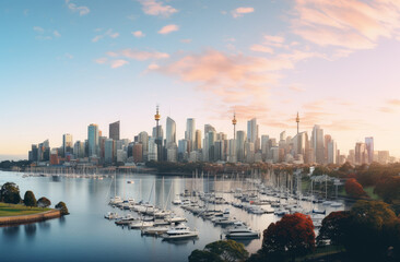 Fototapeta premium Majestic City Marina at Sunset Panorama
