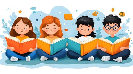 National Read Across America Day, diverse family reading picture books on a living room couch