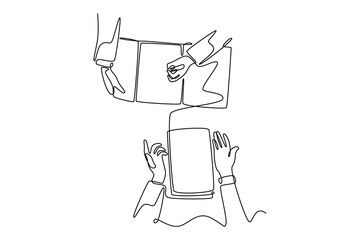 Human Resources concept. Single line draw design vector graphic illustration.