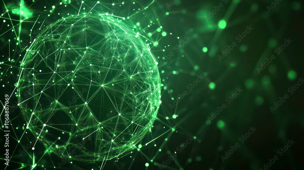 Leinwandbilder A green AI background with digital and futuristic elements that glow in the dark, an artificial intelligence banner technology based on data science and innovation in internet cyberspace.