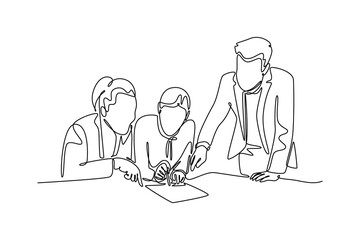 Human Resources concept. Single line draw design vector graphic illustration.