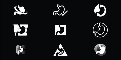 Set of Stomach logo. Simple vector logo design for medical human health.