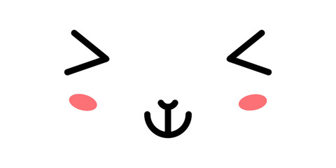 Happy Cute Kawaii Face Icon. Kawaii color cute face expression emoticon. Japanese kawaii emoji