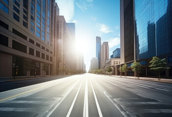 Fototapeta premium Sunrise Over Modern Urban Cityscape