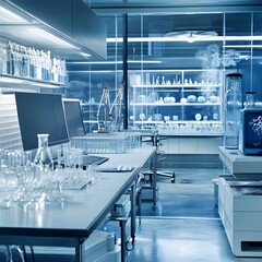 Obraz premium Modern Science Laboratory with Glassware and Equipment for Academic or Industrial Research