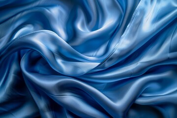 Obraz premium Image of Blue silk fabric drapery material. Texture for background usage