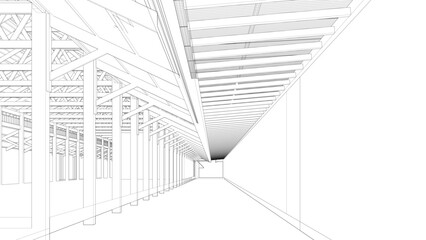 3D illustration of building project