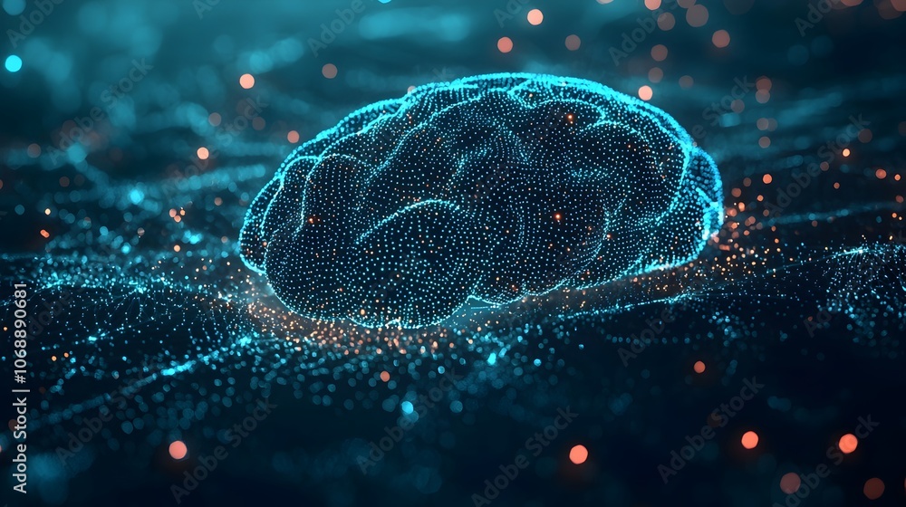 Aufkleber digital brain symbolizing information processing and technological innovation